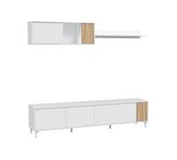 Due-Home Innovations SL Mueble de salón Ethna Blanco Artik y Natur Estilo moderno 200x40 cm