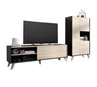Mobelcenter, Mueble de Salón Ness Plus, Mueble TV y Aparador Bufet Comedor, Acabado Color Grafito y Natural, Medidas: Ancho: 236 cm x Fondo: 43 cm x Alto: 135 cm (P0016)