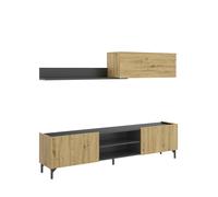 MOBELCENTER - Mueble de Salón TASS, Módulo TV, Módulo Superior y Estante - Color Nordic y Grafito - Ancho: 180 cm x Fondo: 35 cm x Alto: 45 cm (1434)