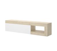 MOBELCENTER - Mueble de TV Lebo Moderno con 1 Puerta 1 Hueco - Color Natural y Blanco Brillo - Ancho: 204 cm x Fondo: 42 cm x Alto: 48 cm (1338)