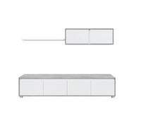 MOBELCENTER - Mueble Salón Moderno Alida - Módulo TV, Módulo Superior y Estante - Color Blanco Artik y Cemento - 200 cm x 43 cm x 41 cm - (1089)