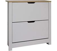 Mobelcenter - Mueble Zapatero 2 Puertas - Armario Zapatero 2 Puertas Color Blanco y Roble - Capacidad para 16 Pares de Zapatos - Medidas: Ancho: 73.5 cm x Fondo: 23.5 cm x Alto: 81 cm - (1197)