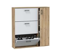 Mobelcenter, Mueble Zapatero Velvet 4 Puertas, Color Blanco Artik y Roble Nodi, Capacidad aproximada 24 Pares de Zapatos, Medidas: Ancho: 105 cm x Fondo: 24 cm x Alto: 112 cm (1520)
