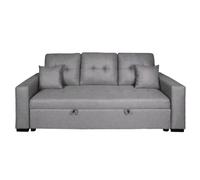 MOBELCENTER - Sofá Cama 3 plazas Senra, Tapizado en tela Malmo Capitoné, Acabado color Gris, Medidas: 210cm x 81cm x 96cm (1629)