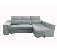 Mobelcenter, Sofá Chaiselongue Cama Carla VF Derecha con Arcón y Taburetes, Tapizado Color Gris, Medidas: Alto: 100 cm.x Ancho: 257 cm x Fondo: 87 cm y 147 cm en el Chaiselongue (1662)