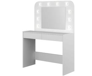 MOBELCENTER - Tocador Hollywood con Espejo y Leds ajustables, con 2 cajones y 6 espacios (1601)