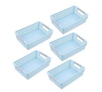 Mobestech 5piezas Cesta De Almacenamiento De Plástico Hueca Rectangular Contenedores De Almacenamiento Hogar Organizador De Cosméticos Cajas De Ordenación De Plástico Para Artículos Diversos