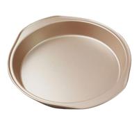 Mobestech Bandeja para Hornear Antiadherente de Acero al Carbono Alto, Dorada, Molde para Tartas, Resistente al Calor Desgaste, para Tartas, Pizza y Meriendas Familiares