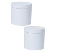 Mobestech Caja Redonda de Cartón para Flores 2piezas Tapa Elegante para Envolver Flores DIY y Regalos en Blanco