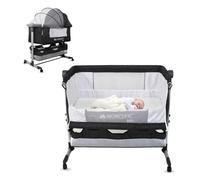 Mobiclinic®, Cuna 3 en 1, Night, Altura Ajustable, Colchón, Mosquitera, Ruedas 360º, Correas de Sujeción, Cesta de Almacenamiento, hasta 20 kg, Negro