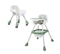 Mobiclinic® kids, Trona evolutiva, 2 en 1, Altura ajustable, Doble bandeja, 6 meses - años, Forest, Arnés de seguridad 5 puntos, Ruedas extraíbles, Hasta 35 kg, Cesta almacenamiento, 360º