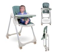 Mobiclinic Trona para bebé Evolutiva Extraplegado Convertible en silla alta Simba Arnés con 5 puntos Ruedas con frenos Doble bandeja desmontable Textil lavable y desmontable Regulable Green