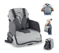 Mobiclinic®, Trona portátil bebé, Plegable, De viaje, Con compartimentos organizadores, 6 a 36 meses, Hasta 15 kg, Arnés ajustable de 5 puntos, Elevador bebé, Ideal para comidas, Gris, Monkey
