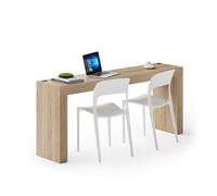 MOBILI FIVER, Escritorio Evolution 180x40, Madera Natural con Dos Patas y Cargador inalámbrico, Aglomerado y Melamina, Mesa Escritorio para Habitación, Oficina, Made In Italy