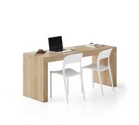 MOBILI FIVER, Escritorio Evolution 180x60, Madera Natural con Dos Patas y Cargador inalámbrico, Aglomerado y Melamina, Mesa Escritorio para Habitación, Oficina, Made In Italy