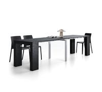 MOBILI FIVER, Mesa Consola Extensible Evolution, 45(305) x80 cm, Cemento Negro, para 12 Personas, Mesa Consola Extensible por Corredor, Entrada, Salon, Made In Italy