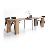 MOBILI FIVER, Mesa Consola Extensible Evolution, 45(305) x80 cm, Madera rústica, para 12 Personas, Mesa Consola Extensible por Corredor, Entrada, Salon, Made In Italy