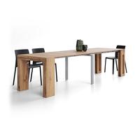 MOBILI FIVER, Mesa Consola Extensible Evolution con Porta Extensiones 45(305) x90 cm, Madera rústica, para 12 Personas, Mesa Consola Extensible por Corredor, Entrada, Salon, Made In Italy