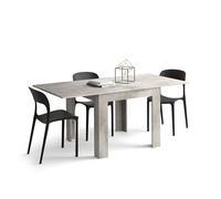 MOBILI FIVER, Mesa Cuadrada Extensible Eldorado, 90x(180) x90 cm, Color Cemento Gris, para 4-8 Personas, Mesa Extensible de Comedor, Mesa Cocina, Made In Italy