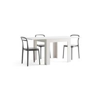 MOBILI FIVER, Mesa Cuadrada Extensible Eldorado, 90x(180) x90 cm, Color Fresno Blanco, para 4-8 Personas, Mesa Extensible de Comedor, Mesa Cocina, Made In Italy
