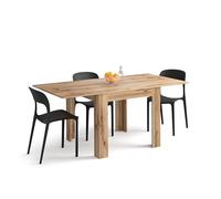 MOBILI FIVER, Mesa Cuadrada Extensible Eldorado, 90x(180) x90 cm, Color Madera rústica, para 4-8 Personas, Mesa Extensible de Comedor, Mesa Cocina, Made In Italy