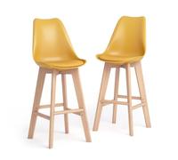 MOBILI FIVER, Set de 2 taburetes Altos Greta, Color Mostaza, PM, taburetes para Cocina, Salon