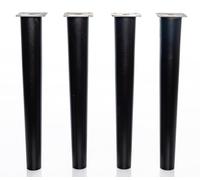 MOBILIARIOCLICHI Patas de Madera de Haya, con Placa de Montaje instalada. Pack de 4 Unidades de Patas para Muebles, 8,10,12,15,20...cm Alto, Patas de Madera cónicas Rectas. (4 Unidades 25 cm, Negro)