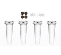 MOBILIARIOCLICHI Patas de Madera de Haya, con Placa de Montaje instalada. Pack de 4 Unidades de Patas para Muebles, 8,10,12,15,20...cm Alto, Patas de Madera cónicas Rectas. (4 Unidades 12 cm, Blanco)