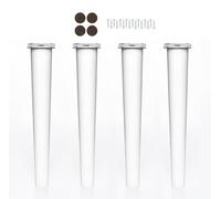 MOBILIARIOCLICHI Patas de Madera de Haya, con Placa de Montaje instalada. Pack de 4 Unidades de Patas para Muebles, 8,10,12,15,20...cm Alto, Patas de Madera cónicas Rectas. (4 Unidades 30 cm, Blanco)