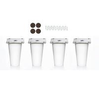 MOBILIARIOCLICHI Patas de Madera de Haya, con Placa de Montaje instalada. Pack de 4 Unidades de Patas para Muebles, 8,10,12,15,20...cm Alto, Patas de Madera cónicas Rectas. (4 Unidades 8 cm, Blanco)