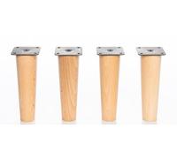 MOBILIARIOCLICHI Patas de Madera de Haya, con Placa de Montaje instalada. Pack de 4 Unidades de Patas para Muebles, 8,10,12,15,20...cm Alto, Patas de Madera cónicas Rectas. (4 Unidades 15 cm, Crudo)