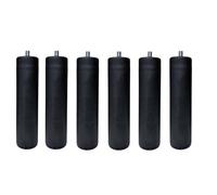 MOBILIARIOCLICHI Patas para somier o Base tapizada, cilindricas en Metal, Disponibles en Pack de 4 y 6 Unidades (Negro, 6 Uni. 15 cm)
