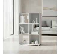 MOBLEKIT | Estantería 6 Compartimentos 61.2x29.7x91.2 cm, Estantería Modular Blanca, Librería Infantil o Mueble Auxiliar Cocina, Mueble de Madera para Almacenaje Hogar