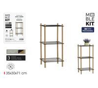 Moblekit Estantería Metal-Bambú Cuad. 3 Niveles