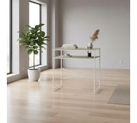 MOBLEKIT | Mesa Auxiliar Metal y Madera Blanca 77x40x75 cm, Escritorio con Estante Superior, Mesa Rectangular Funcional para Oficina, Salón o Dormitorio, Mueble Estable y Versátil para Hogar Moderno