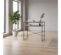MOBLEKIT | Mesa Auxiliar Metal y Madera Negra 77x40x75 cm, Escritorio con Estante Superior, Mesa Rectangular Funcional para Oficina, Salón o Dormitorio, Mueble Estable y Versátil para Hogar Moderno