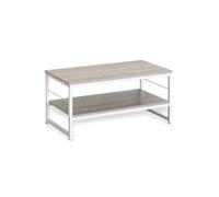 MOBLEKIT | Mesas de Centro y Muebles Auxiliares Bajos de Metal y Madera, Mesas Rectangulares o Estanterías de Dos Niveles con Compartimentos, Muebles Modernos para Salón, Dormitorio u Oficina