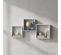 MOBLEKIT | Set de 3 Estanterías Flotantes de Madera para Pared, Baldas Decorativas en Formato Cuadrado o en U, Repisas Modernas para Salón, Dormitorio u Oficina