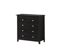 Moblit Comoda de Cuatro Cajones Realizada en Madera de Pino Maciza Color Wengue Serie Alme Medidas (78.5x75x35) cm (altoxanchoxfondo) Robusta y Duradera