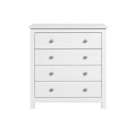 Moblit Cómoda Tabac de Madera Maciza de Pino Natural Blanco Lavado - 4 Cajones - Cajonera Dormitorio y Salón - Mueble Auxiliar de Almacenaje - 78,5x75x35 cm - Serie Alme - Robusta y Duradera