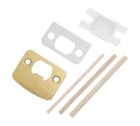MOBUTOFU 1juego Kit de Reparación de Placa de Cierre de Puerta Redonda de Acero Inoxidable con Tornillos Caja de Cierre Cuña de Madera y Espaciador para Cerraduras Residenciales y