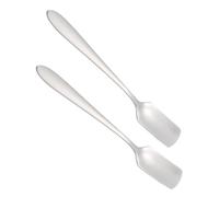 MOBUTOFU 2 Cucharas de Postre Color Blanco de Acero Inoxidable Cabeza Cuadrada para Pastel y Helado, Ideales para Fiestas de Cumpleaños y Banquetes