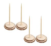 MOBUTOFU 4 Piezas Base de Árbol de Navidad de Madera Natural para Mesa, | Diseño Independiente Clavija Central, Acabado Rústico Liso, para Árboles de Sobremesa y Manualidades