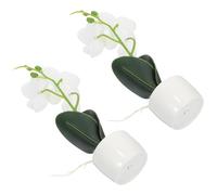 MOBUTOFU Adorno de Flores Artificiales en Forma de Orquídeas 2 Piezas Base de Cerámica Realista y Fácil Cuidado para Ambientar Habitaciones Réplica y Alojamientos