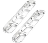 MOBUTOFU Juego de 2 Platos de Acero Inoxidable para Condimentos Diseño Único de Compartimentos, Adecuado para Almacenar Salsas y Aperitivos en Restaurantes y Tiendas