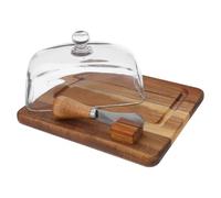 MOBUTOFU Mantequera con Cuchillo para Mantequilla y Base de Madera con Tapa de Vidrio Diseño Hermético y Elegante para Mesa y Horneado en Cocina