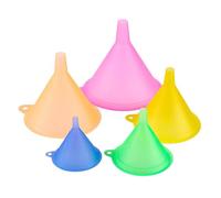 MOBUTOFU Mini Embudos de Plástico Mango Corto para Líquidos Set de 5 Fácil de Limpiar, Ideales para Botellas de Spray y Cuidado Automotriz