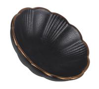 MOBUTOFU Plato Pequeño de Cerámica Negra Borde Dorado, 3.5 Pulgadas | Acabado Borde Dorado y Base Esmerilada, Diseño Redondo Simple para Tapas, Dulces, Buffet y Hoteles
