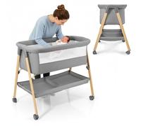 Cuna para bebé independiente y plegable, con colchón y ruedas – Sistema Moby MILI, color gris, para bebés de 0 a 6 meses