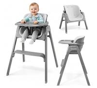 Moby-System NOXI Trona Plegable 3 en 1 Gris, Doble Altura Evolutiva, Compacta con Bandeja Extraíble, Desde 6 Meses